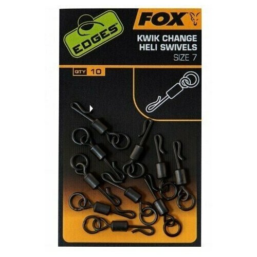 Вертлюг быстросьемный с кольцом Fox Edges Kwik Change Hook Swivels 10шт Size 10