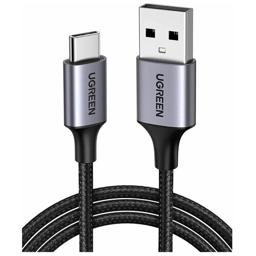 Кабель Ugreen USB A 2.0 - USB C, в оплетке, цвет черный, 1 м (60126) кабель usb для планшетов samsung galaxy tab 7 0 7 7 8 9 10 1 черный