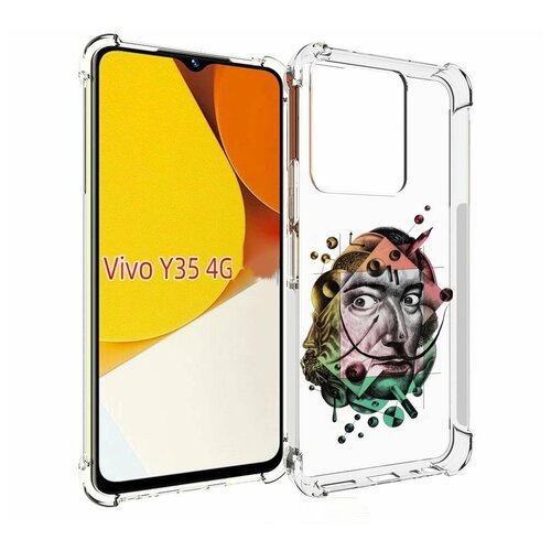 Чехол MyPads разноцветное лицо абстракция для Vivo Y35 4G 2022 / Vivo Y22 задняя-панель-накладка-бампер