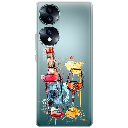 Силиконовый чехол на Honor 70, Хонор 70 с 3D принтом Aquarelle Wine прозрачный матовый soft touch силиконовый чехол на honor 70 хонор 70 с 3d принтом aquarelle wine черный