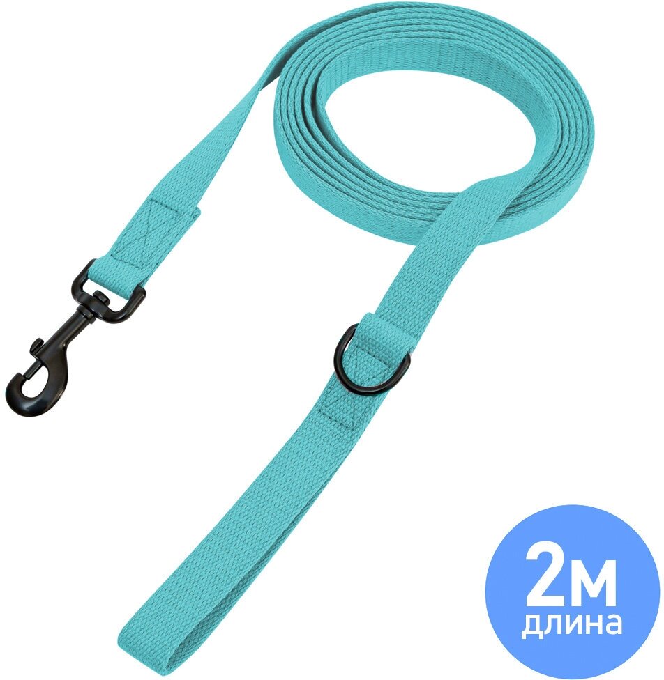 Поводок для собак ZooOne брезентовый, бирюзовый, 25 мм х 2 м