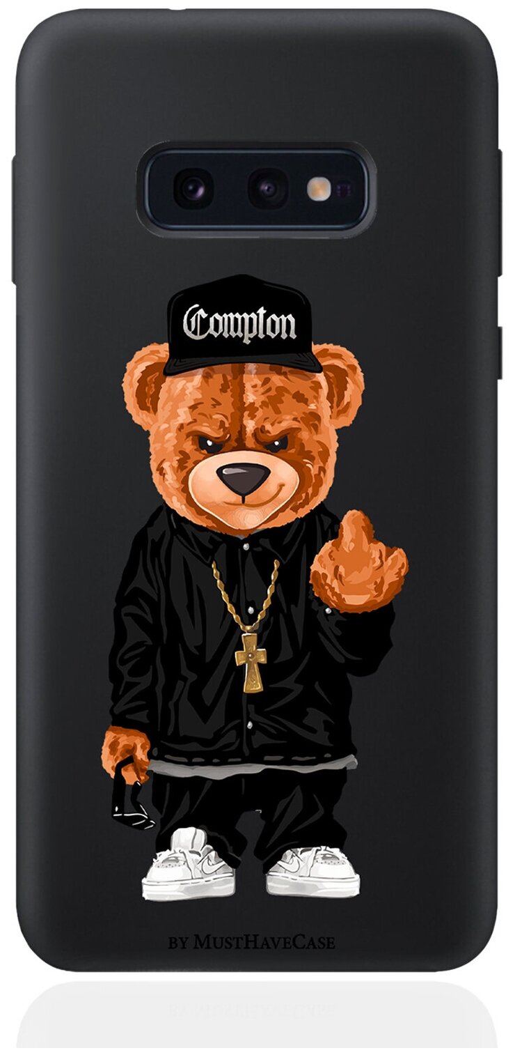 Черный силиконовый чехол для Samsung Galaxy S10E Мишка Compton