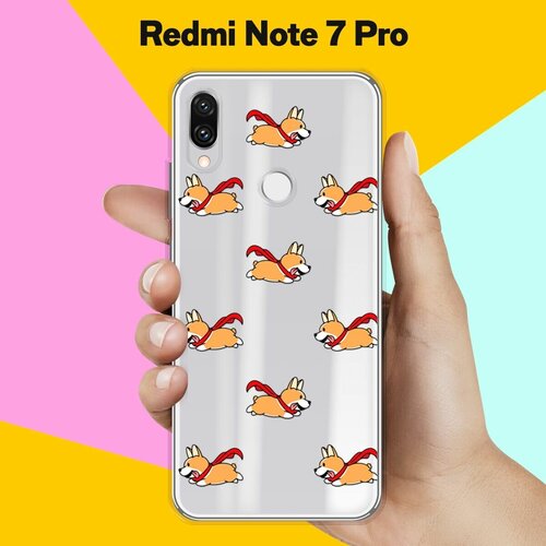 Силиконовый чехол Корги с шарфом на Xiaomi Redmi Note 7 Pro чехол книжка на xiaomi redmi 7 сяоми редми 7 с 3d принтом корги золотой