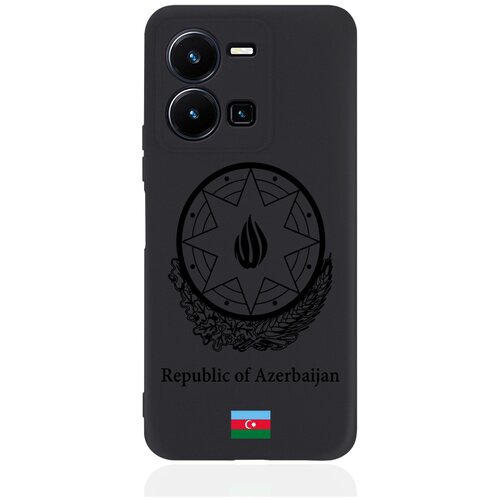 Черный силиконовый чехол SignumCase для Vivo Y35 Черный лаковый Герб Азербайджана