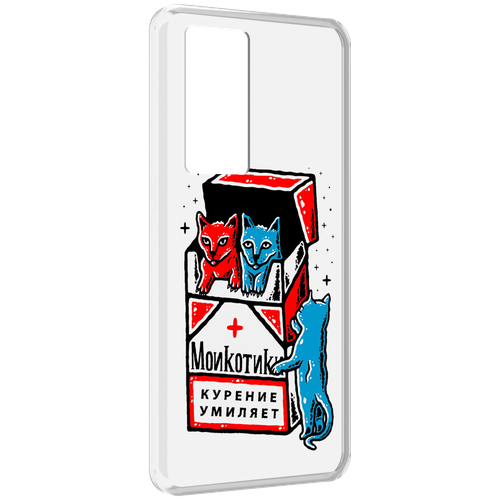 Чехол MyPads красно-синие-коты для Realme GT Master Explorer Edition задняя-панель-накладка-бампер