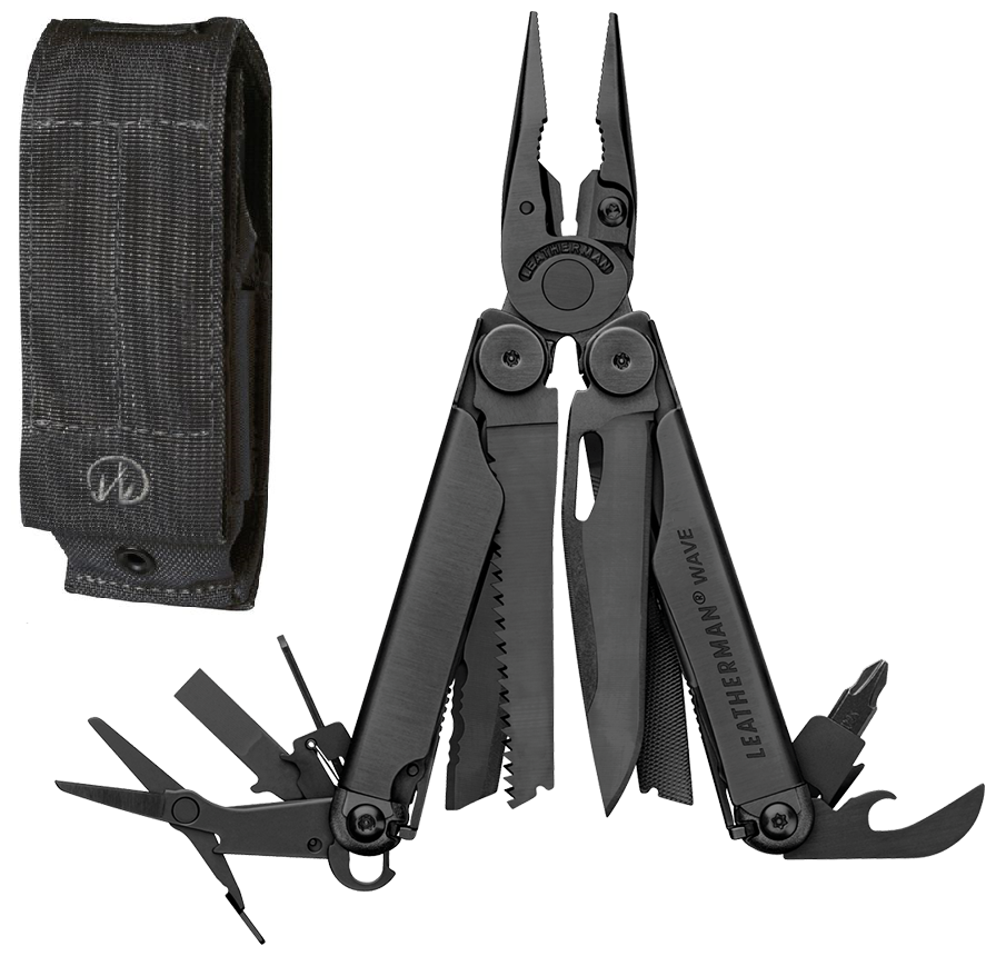 Leatherman мультитул wave plus black, 17 функций, нейлоновый чехол