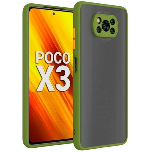 Накладка пластиковая матовая для Poco X3 NFC / Poco X3 Pro с силиконовой окантовкой хаки чехол для смартфона чехол на xiaomi poco x3 x3 pro