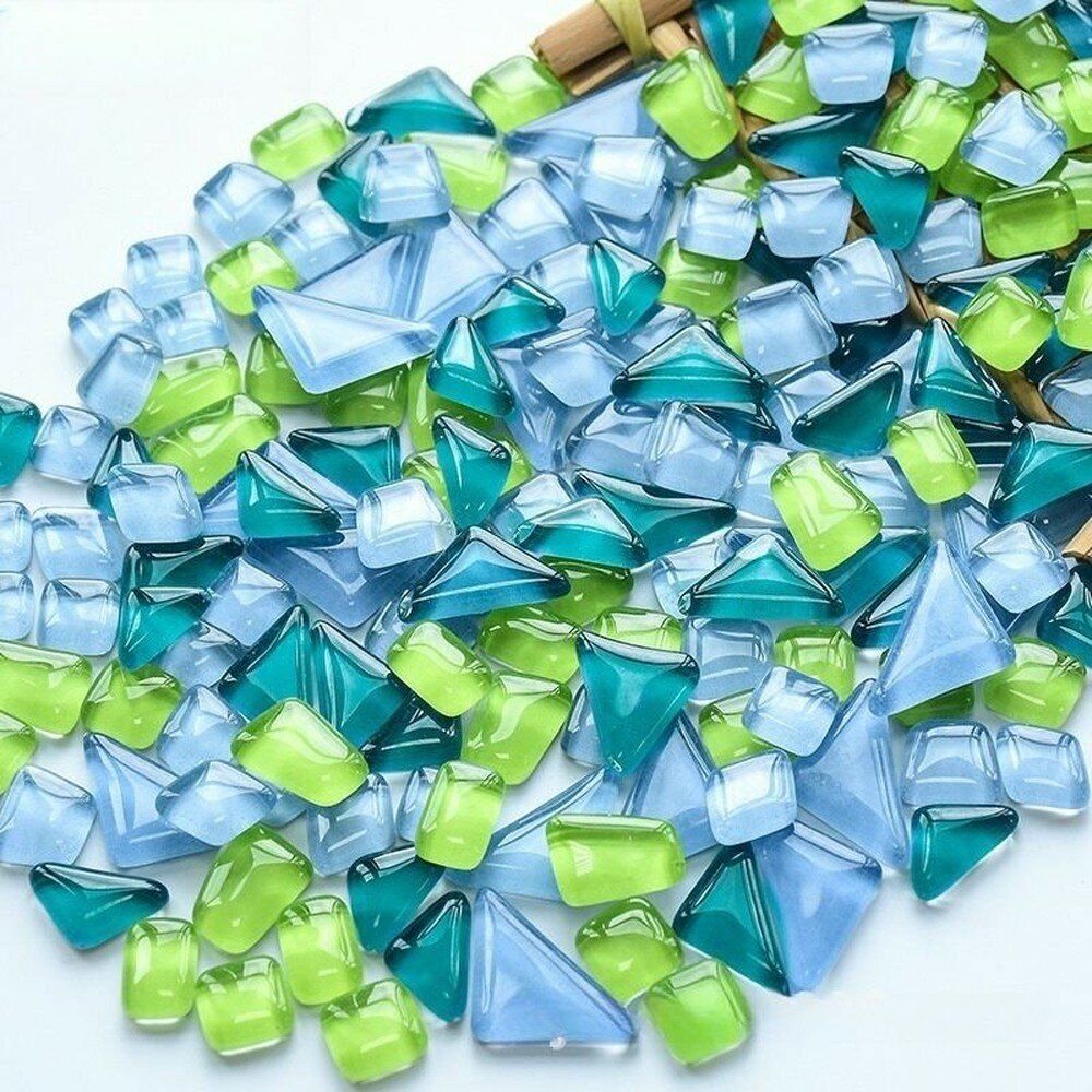 Стеклянная крошка для мозаики, цветные кусочки, 200 г, около 140-160 шт, для декора и творчества