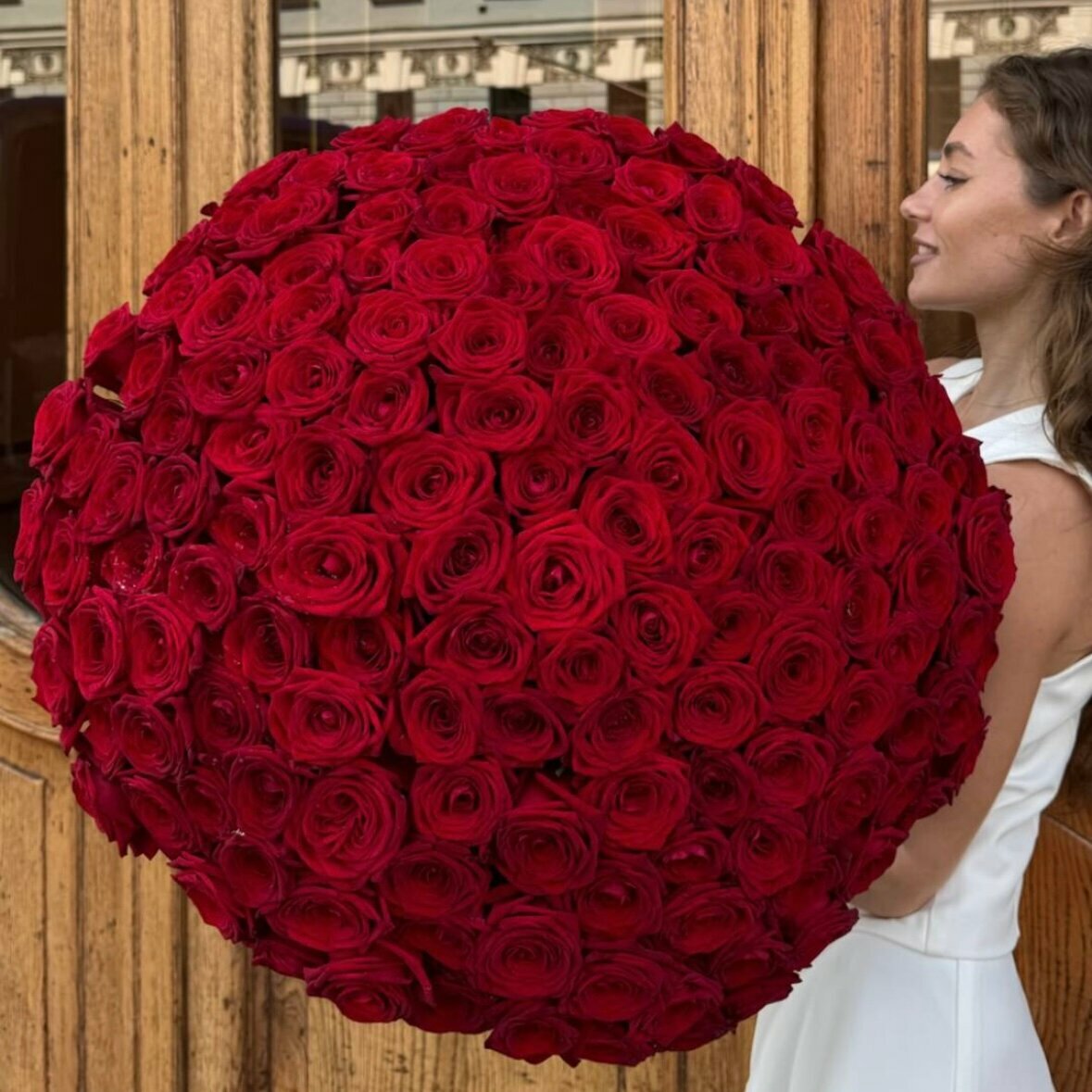 Букет из красных роз 101 шт, красивый букет цветов, шикарный, премиум цветы, премиум букет