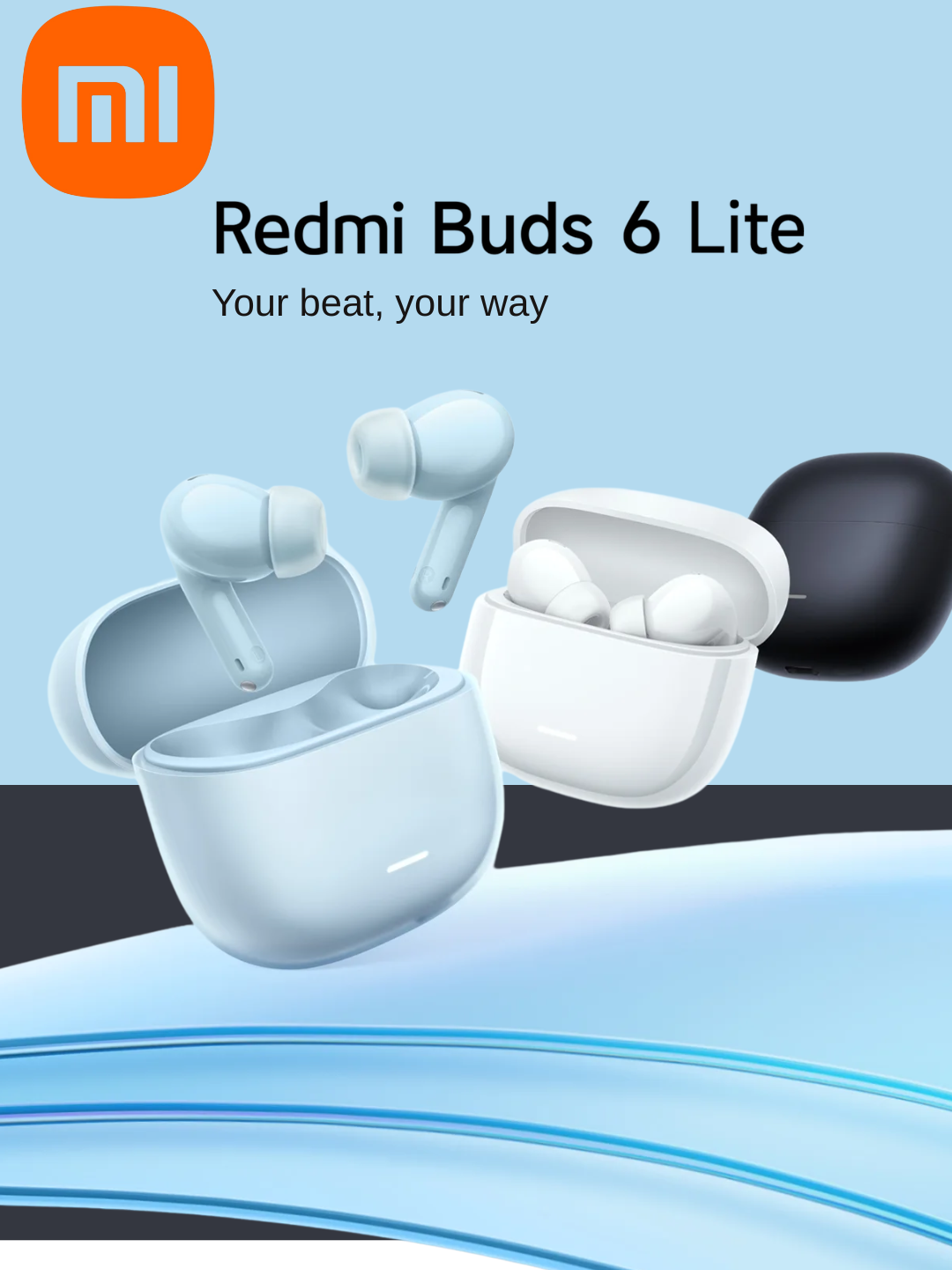 Наушники Xiaomi Redmi Buds 6 Lite с активным шумоподавлением и шумоподавлением, ваш ритм, ваш путь, Org (100%) Синий