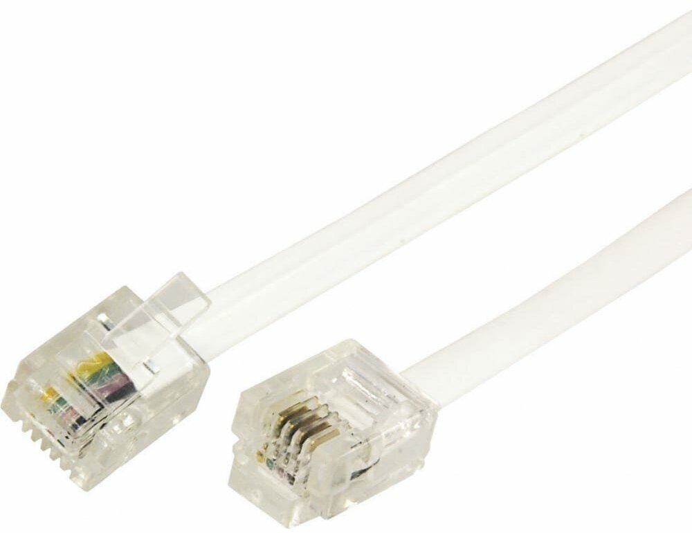 Телефонный шнур-удлинитель REXANT RJ-11 6P-4C 10 м белый 18-3101