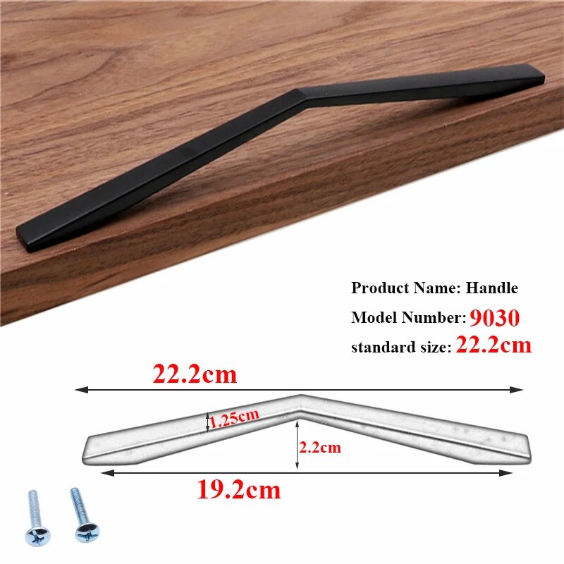 Черные ручки для шкафов RUNBAZEF 9030-22.2cm