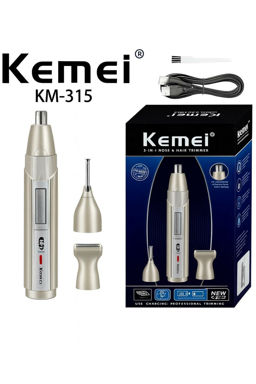 Электробритва KEMEI 315", для носа и бороды, керамические лезвия, USB-питание