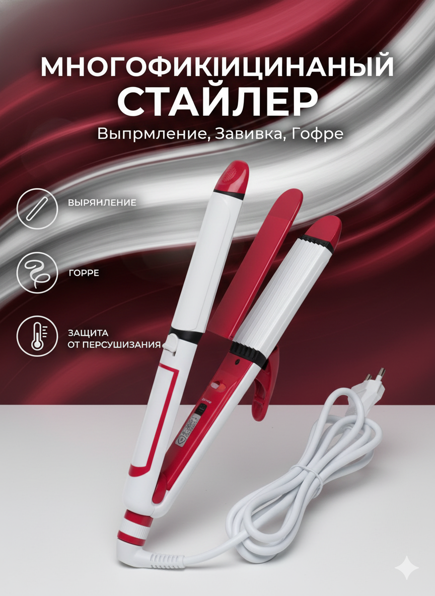 Плойка, выпрямитель, дорожный, для укладки, керамическое покрытие,