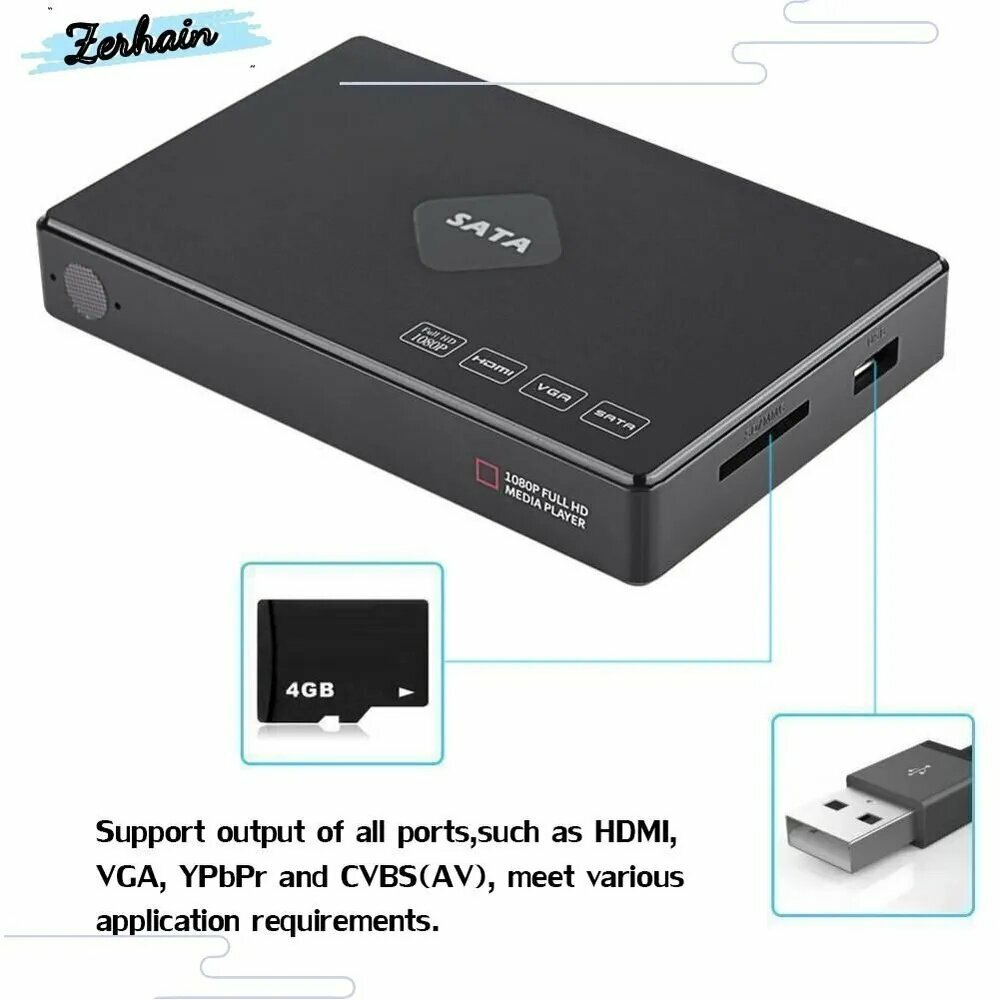 HDD Плеер, Компактный и портативный, для использования в путешествиях и домашнем кинотеатре