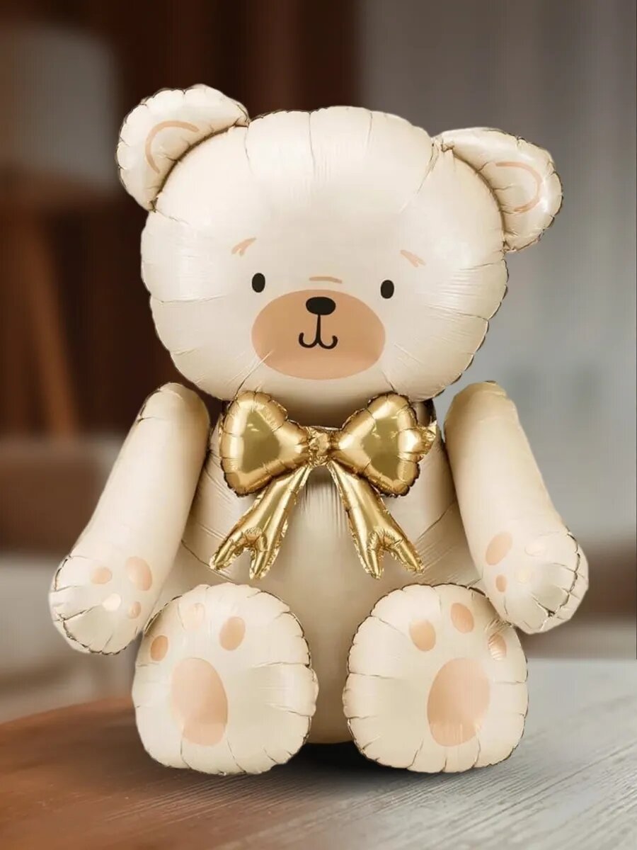 Фольгированный воздушный шар Медведь с бантом