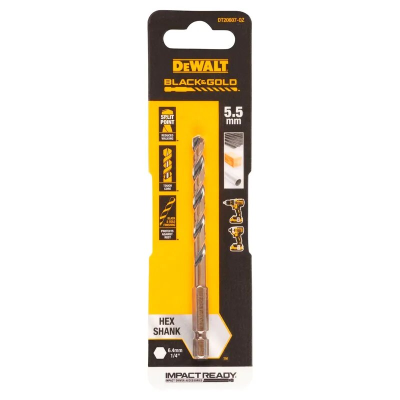 Сверло по металлу DeWALT EXTREME IMPACT Black&Gold 5.5х98мм DT20607-QZ