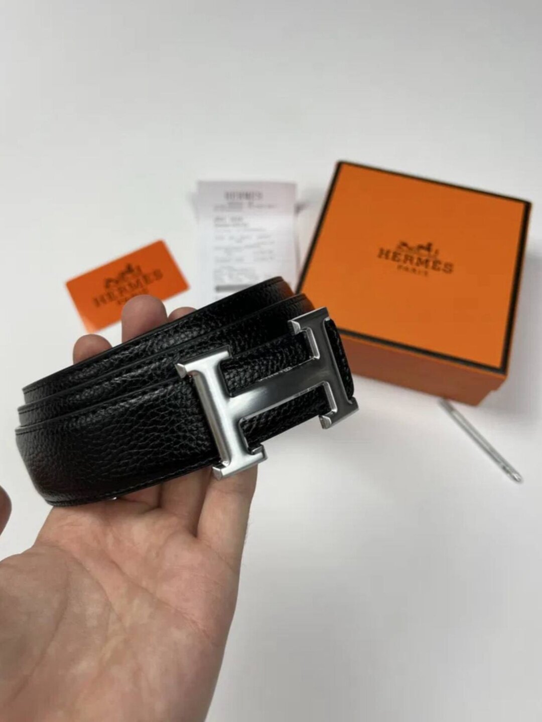 Ремень Hermes для взрослых и детей, размер 115, черный — фото 1