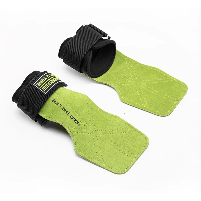 Гриппы для тяжелой атлетики из натуральной кожи лесного зеленого цвета с сумкой для хранения - Единый размер для