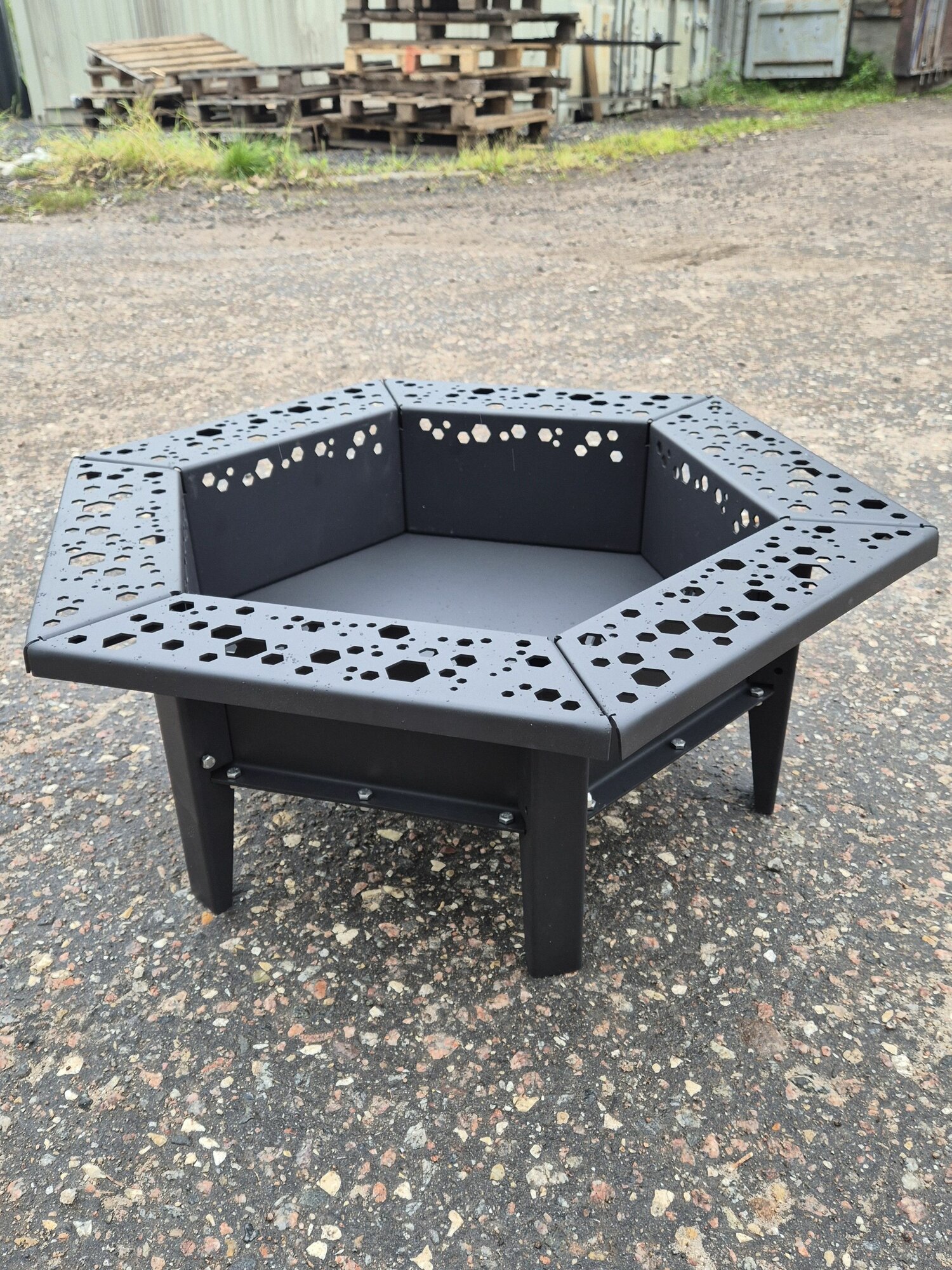 Костровая чаша 750х270 2мм модель 205 шестигранники mini черная