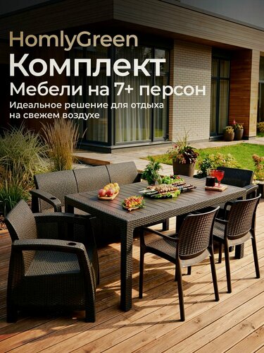 Изображение товара Комплект садовой мебели Set 3+1+1+2стула+обеденный стол 153х79, без подушек