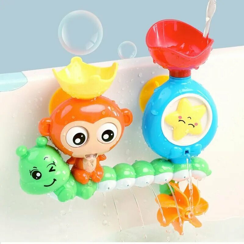 Игрушка для купания в ванной на присосках, развивающая игрушка для купания с вращающимися элементами и брызгалкой