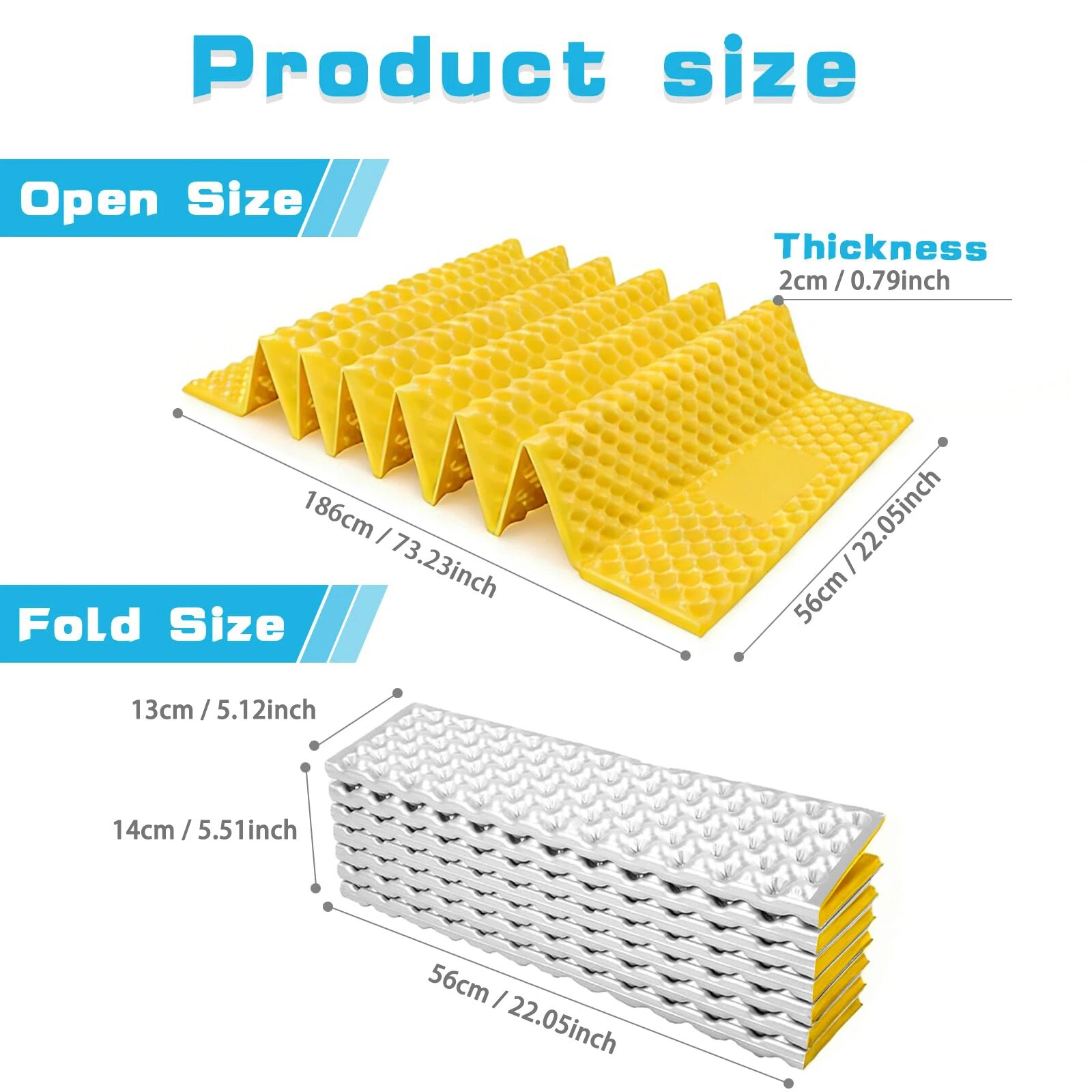 Складной пенный коврик для кемпинга Yellow and Aluminum