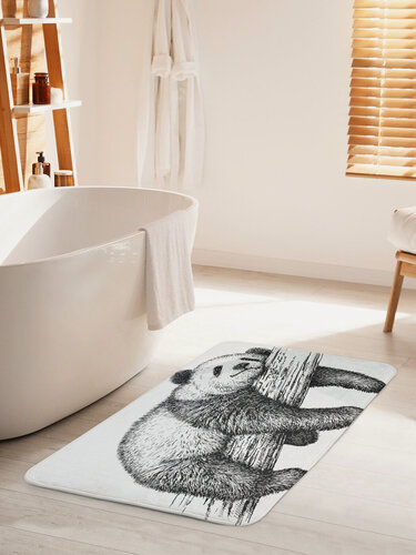 Изображение товара Коврик для ванной комнаты и туалета противоскользящий "Усталая панда" 60х100 см, JoyArty