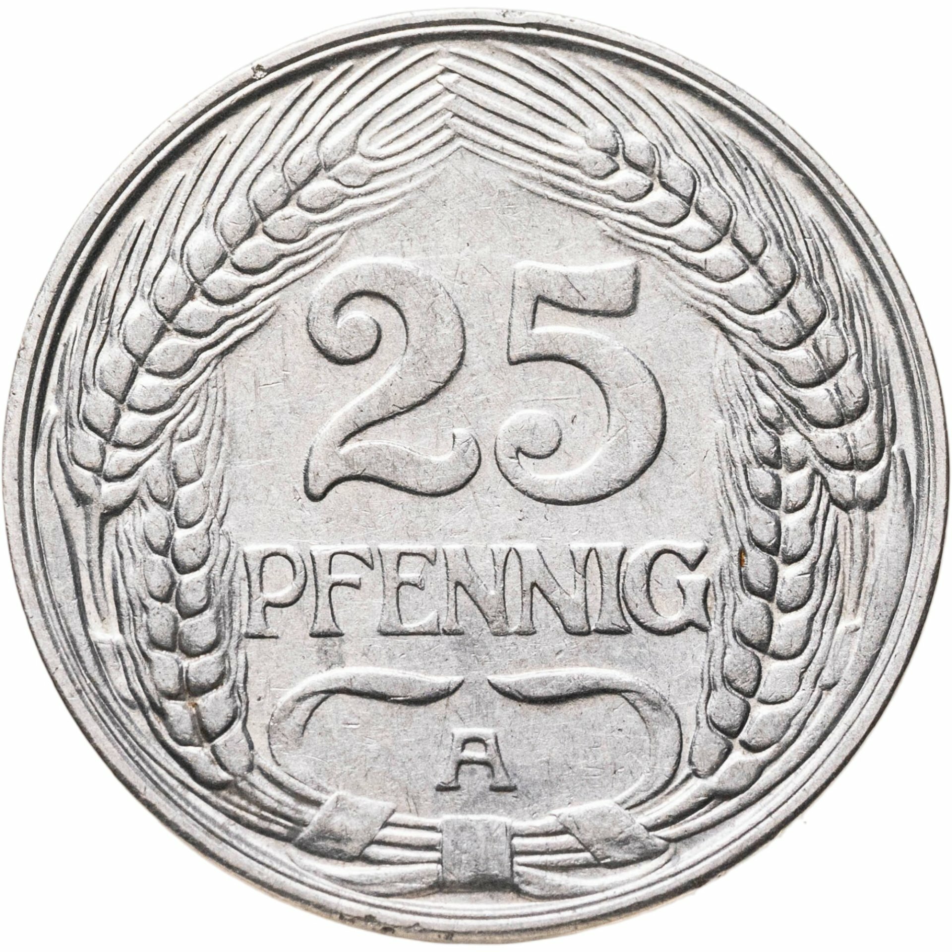 Германия 25 пфеннигов pfennig 1910 А, Никель, в сохранности XF