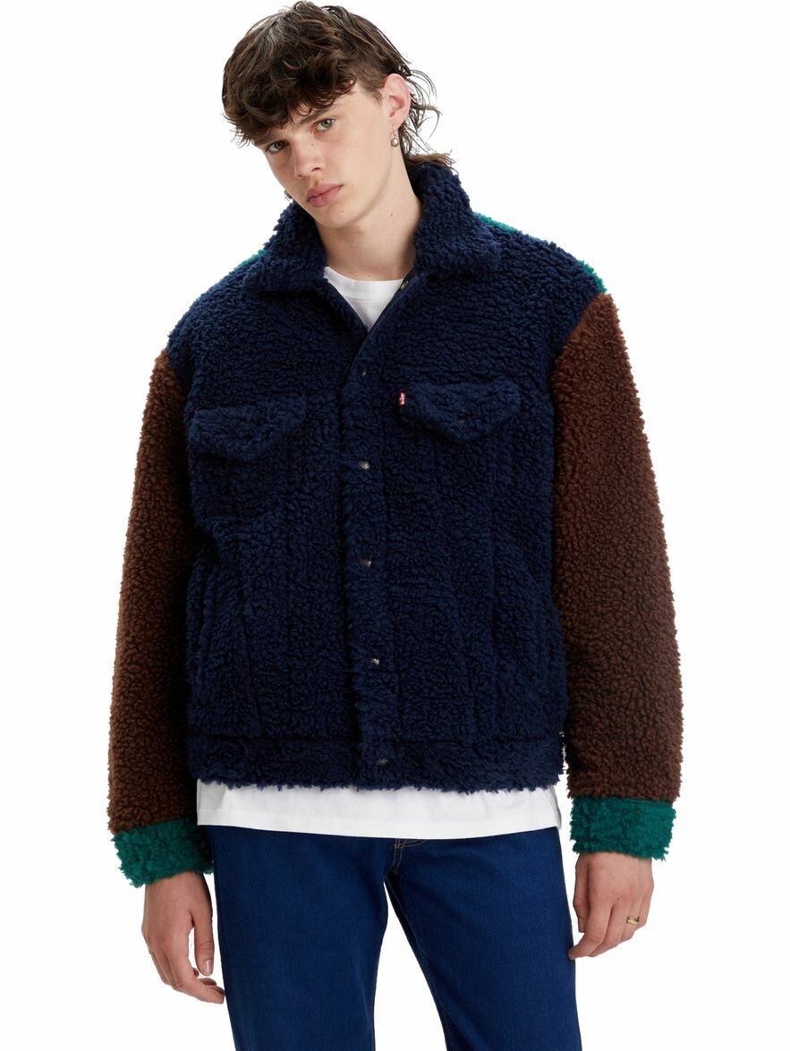 Куртка джинсовая Men Vintage Fit Sherpa Trucker Oversized Jacket