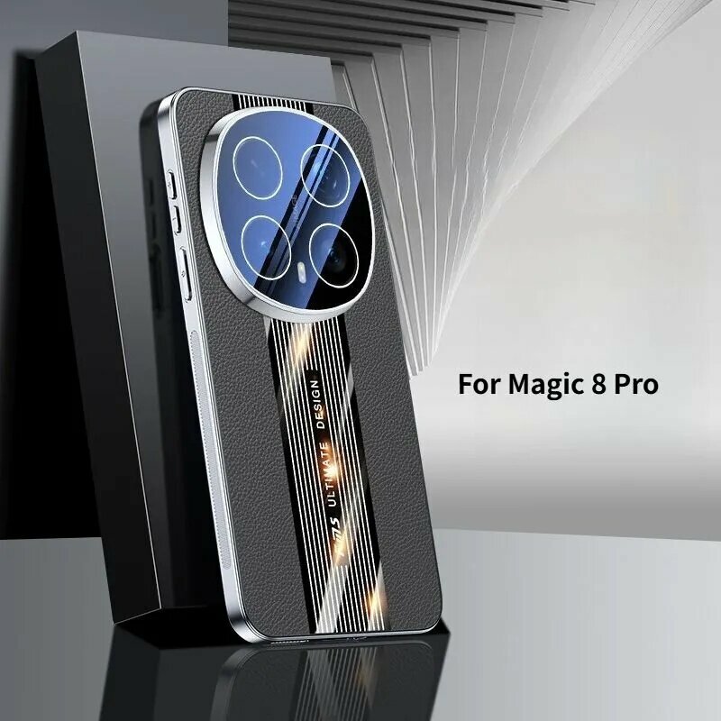 Роскошная кожа чехол для Honor Magic 8 Pro (Хонор Магик 8 Про) , Защита объектива