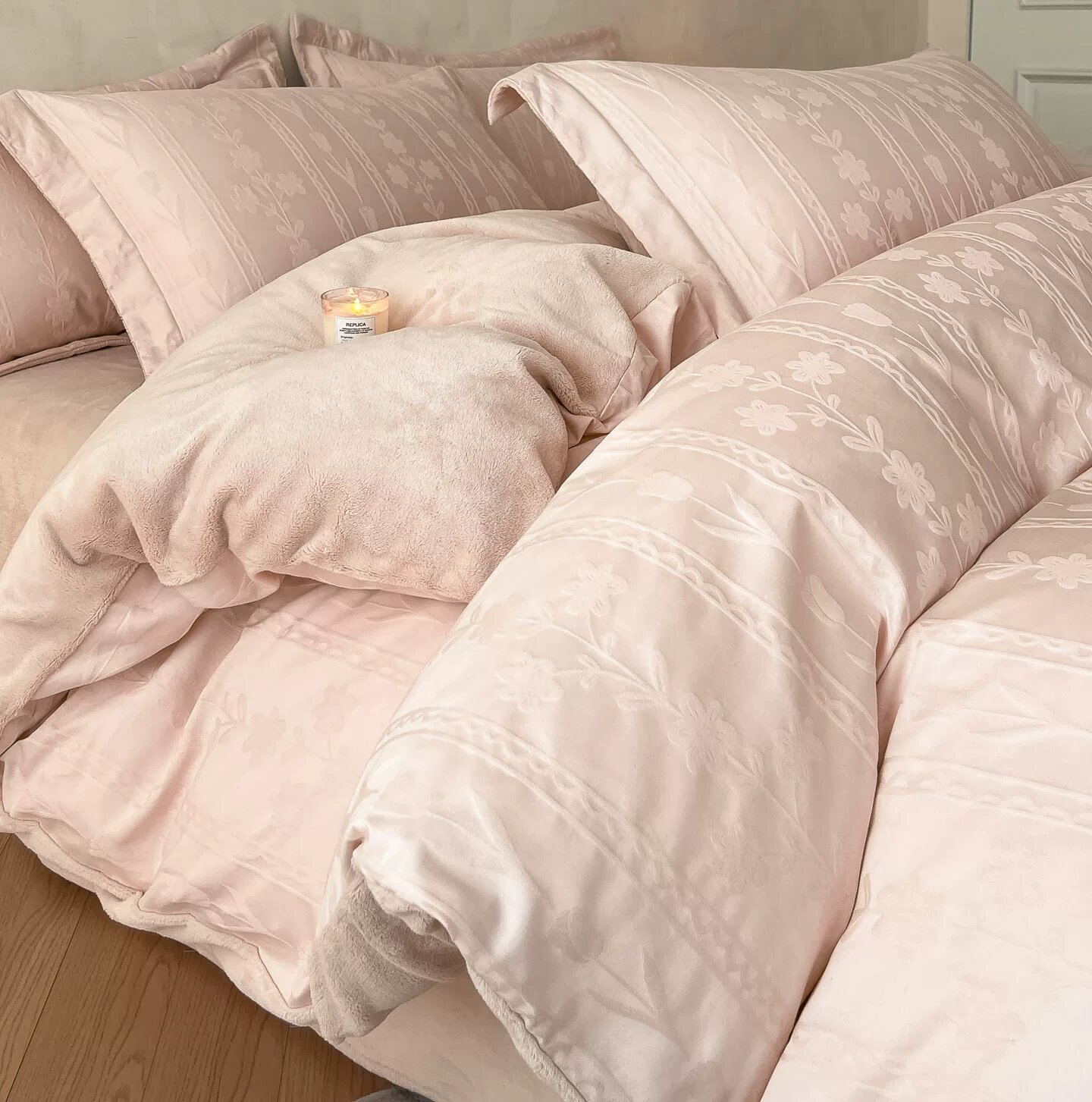 Зимний теплый хлопковый флис постельный комплект для 2.0м кровати, подходит под матрас 220x240 см, розовый барби