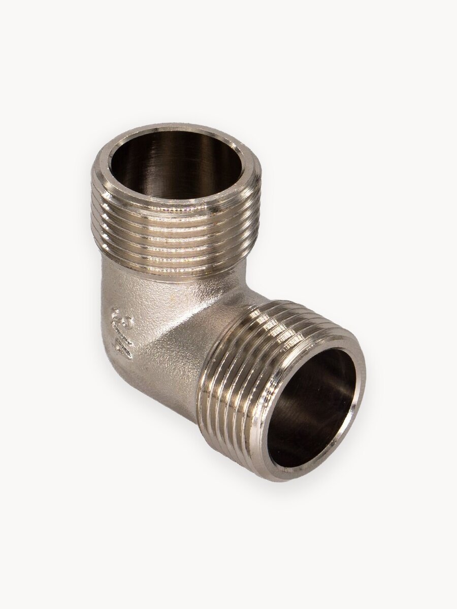 Уголок латунный CRLM0012, никелированный, соединение под углом 90°, 1/2", 25 мм