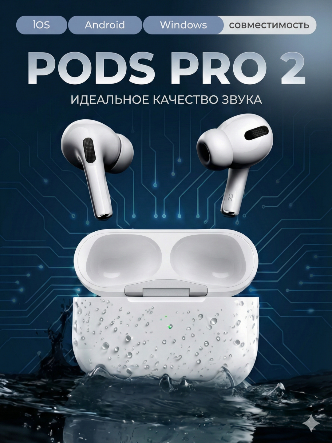 Наушники Apple "Airpods Pro Premium", Bluetooth, сенсорное управление, шумоподавление
