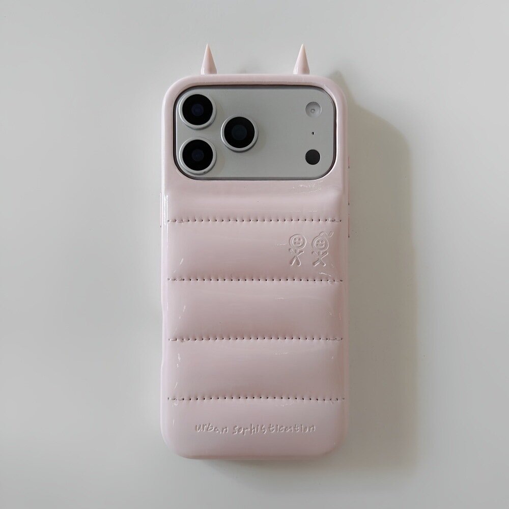 Кожаный чехол с рогами демона, однотонный, для iPhone 17 Pro Max