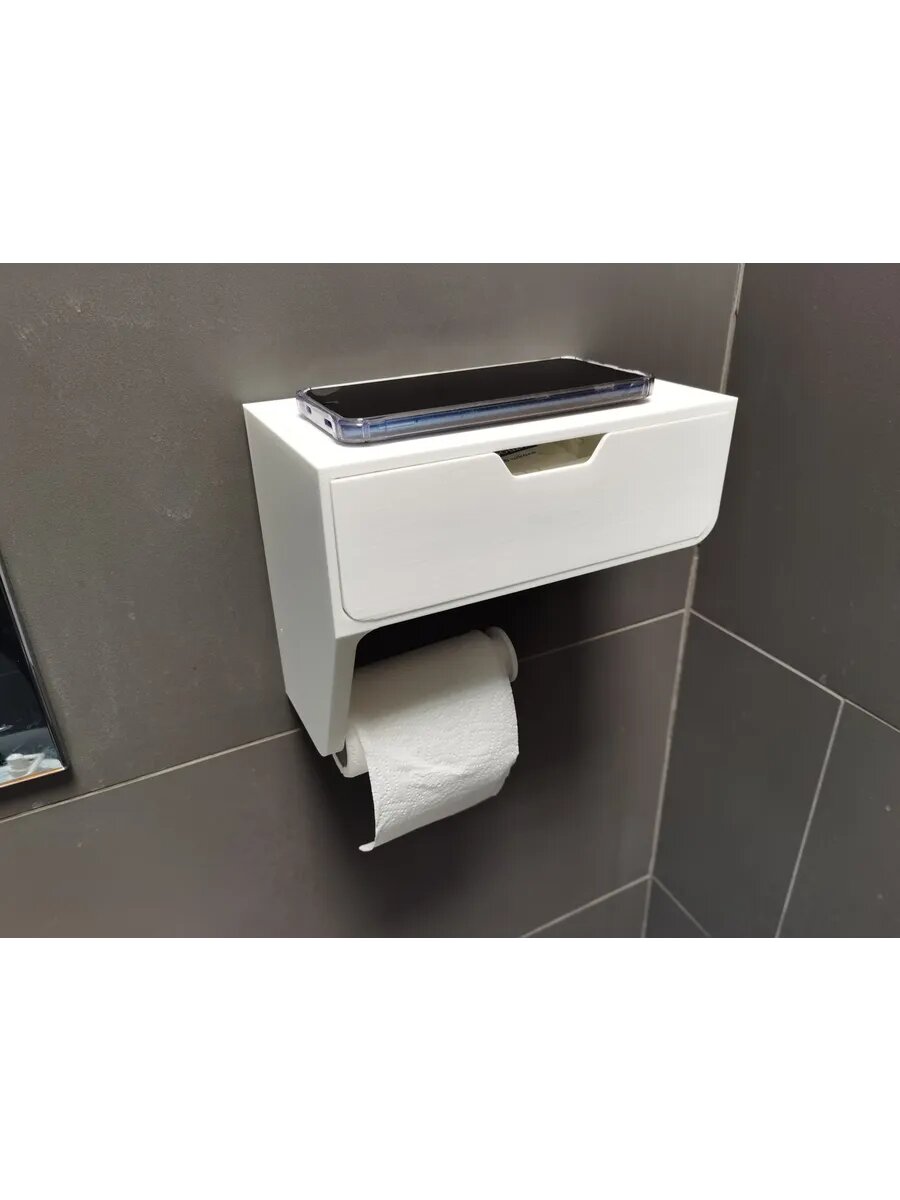 Держатель для туалетной бумаги с ящиком для мелочей и полочкой — фото 1