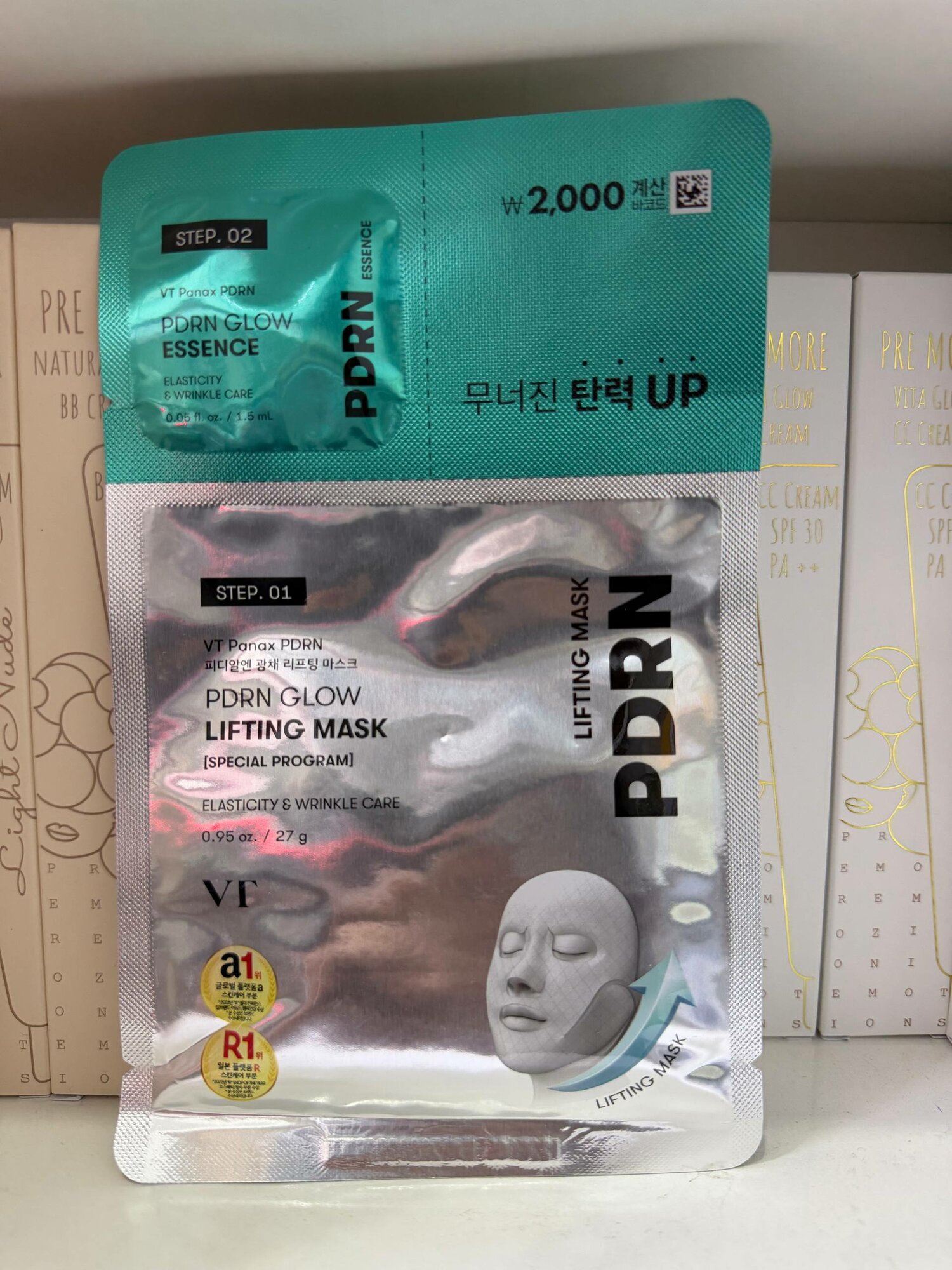 VT Panax PDRN GLOW LIFTING MASK + ESSENCE, двухступенчатая программа для упругости кожи, 27г+1.5мл