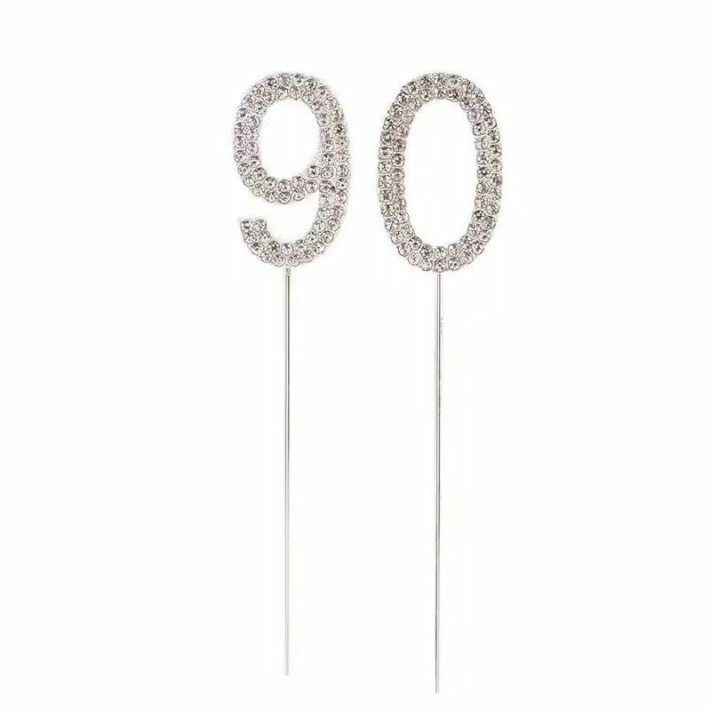 Набор топперов 90 металлический серебряный со стразами