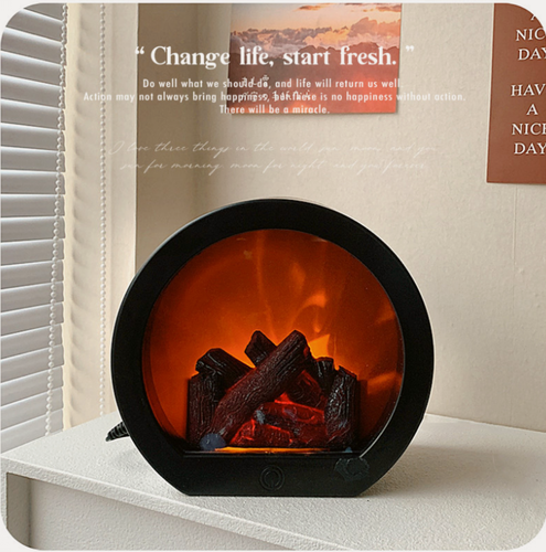 Изображение товара Декоративный электрический камин MyPads с 3D имитацией живого пламени и поленьев, ночник с таймером и USB питанием