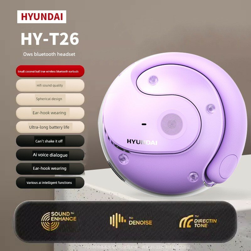 Modern HY-T26pro Беспроводные Bluetooth переводческие наушники Фиолетовая флагманская модель с ИИ чипом для путешествий