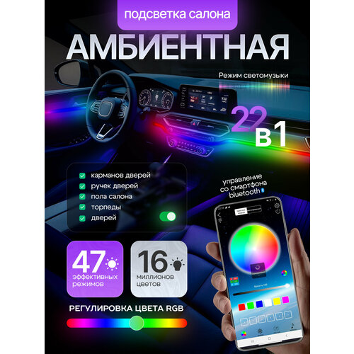 фото Атмосферная rgb подсветка салона авто 22 в1 ealights