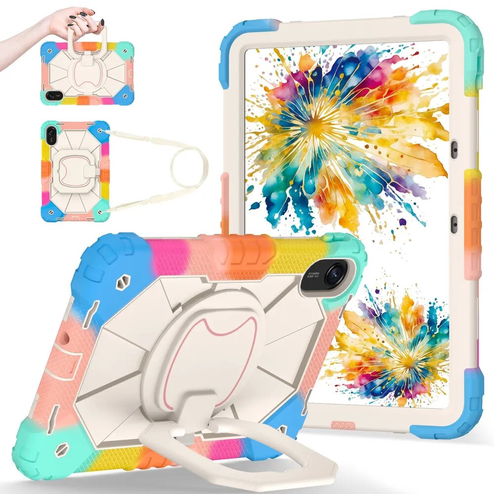 Чехол на Xiaomi Redmi Pad 2 2025 (11.0") / Сяоми Редми Пад 2 2025 , Противоударный чехол для защиты детей с кронштейном и плечевой ремень, Смешанные цвета