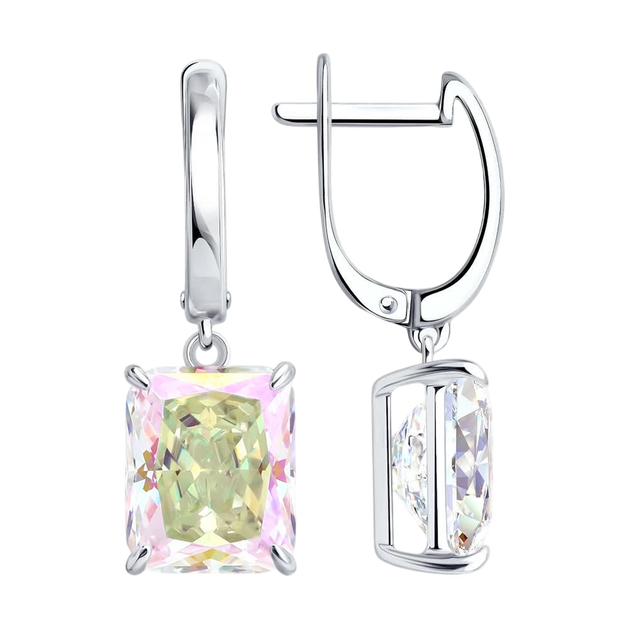 Серьги Diamant online, серебро, 925 проба, родирование, фианит