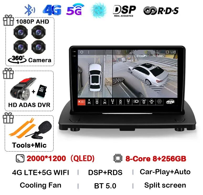 Автомагнитола Android 16 для Volvo XC90 C 2002-2014 с Carplay, Auto DSP, 2K 8G-256G 360 DVR