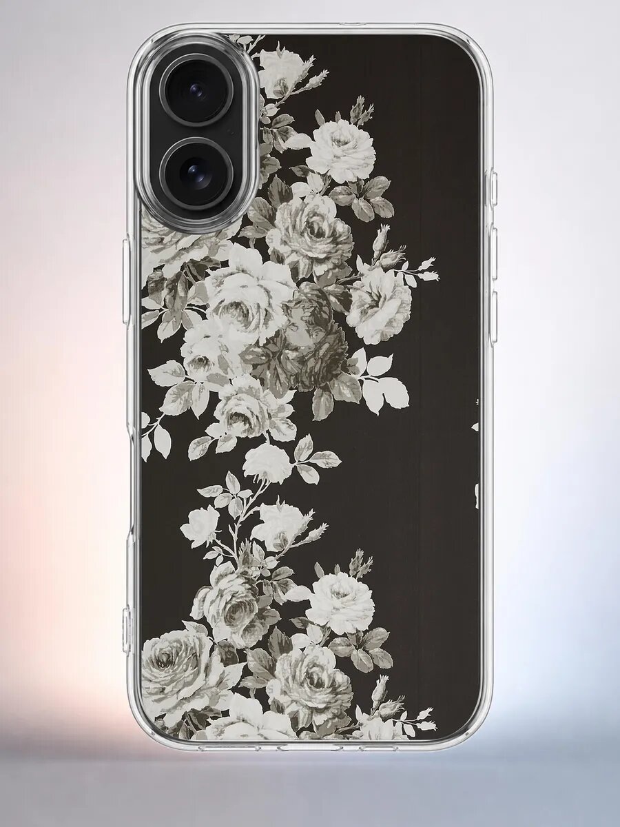 Чехол iPhone 16 розы силиконовый прозрачный