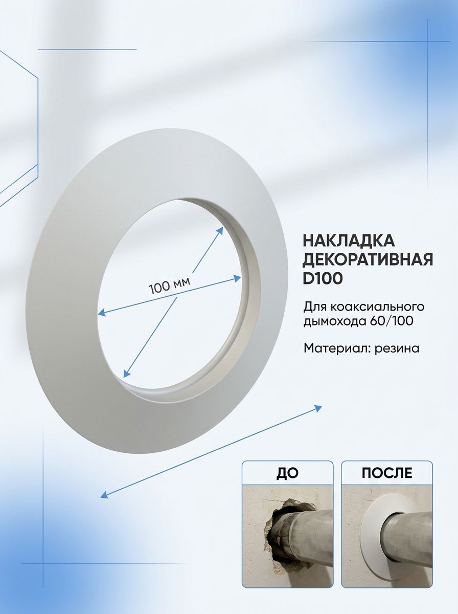 Накладка декоративная D100 белая для дымохода 100 мм