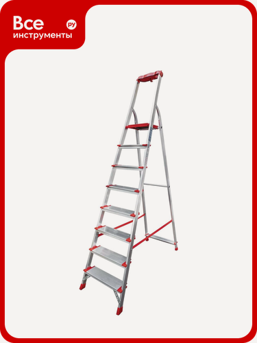 Изображение товара Профессиональная стремянка Новая Высота NV3118, 1x8 ступеней 130 мм, органайзер, Max нагр. 225 кг, 2К башмаки, 3118108