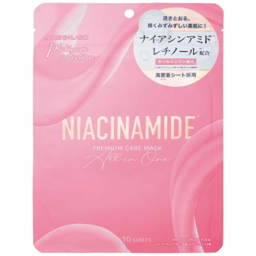 Маска для лица с MDSKIN LABO ниацинамидом, керамидами, ретинолом, гиалуроновой кислотой, аминокислотами, витамином С и эластином Niacinamide Premium Care Mask 10 шт.