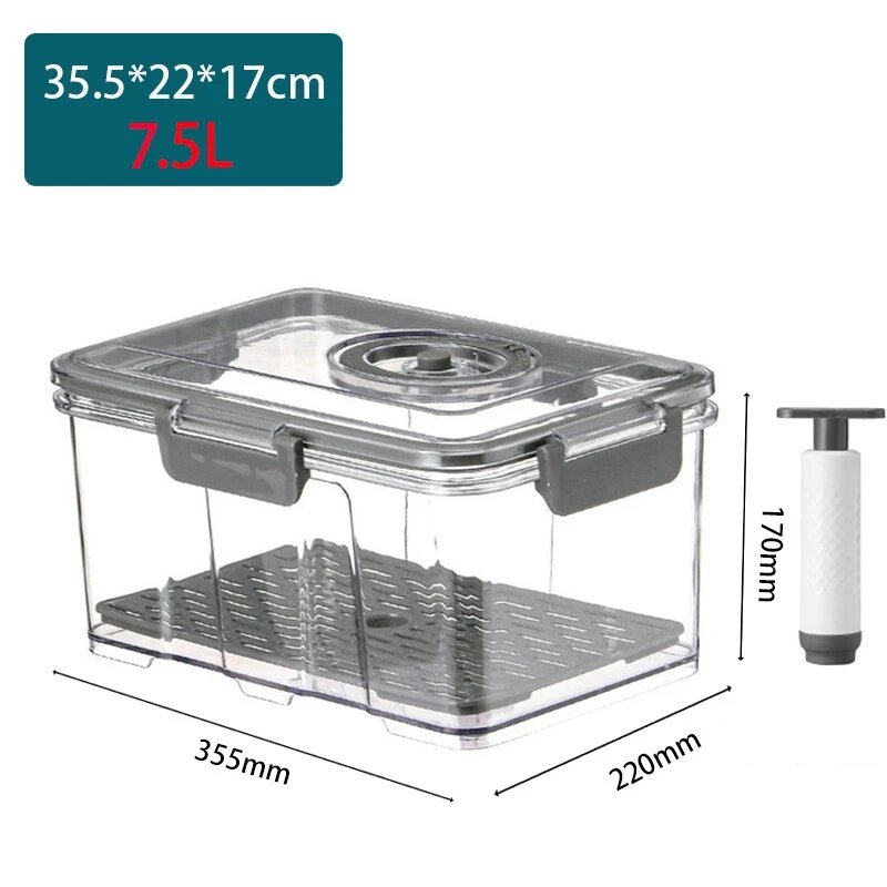 Вакуумный контейнер для хранения пищевых продуктов прозрачная фотоемкость с сливной сеткой большой емкости контейнер для хранения пищевых продуктов для кухни A-7.5L with Pump