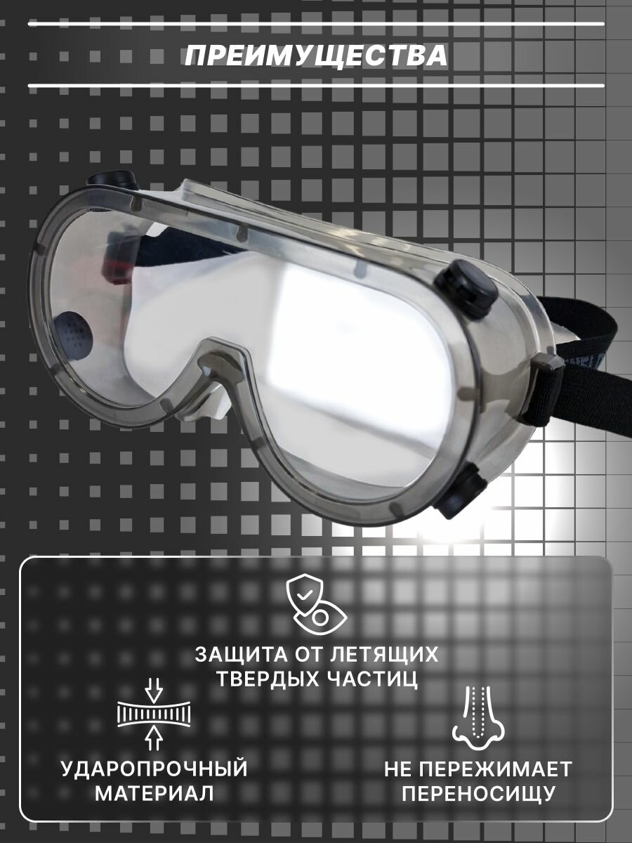 Очки защитные строительные с вентиляцией WELDER ОЗТ-7 прозрачные — фото 1